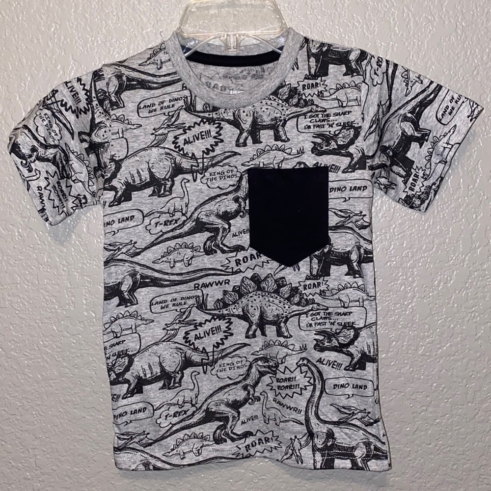 4T Gray Dinosaur Shirt with FREE STICKERS